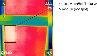 Obr. 2: Detekce chybnho lnku v modulu pomoc termokamery