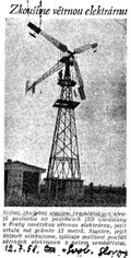 Výstřižek s údajnou větrnou elektrárnou v Chrášťanech (1953)