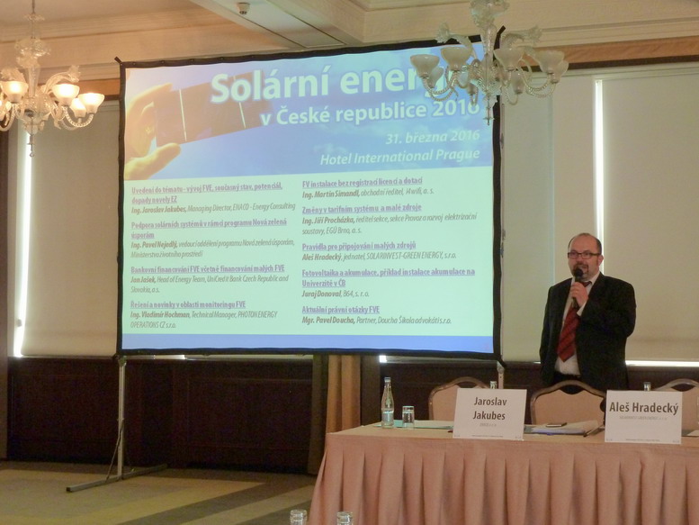Konferenci Solární energie v ČR 2016 moderoval Jaroslav Jakubes ze spolenosti Enaco