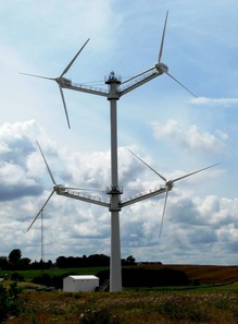 Větrná elektrárna Vestas 4×225 kW na zkušebním poli DTU u městečka Riso. (Foto B. Koč)