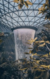Vodopd v hale letit v Singapuru