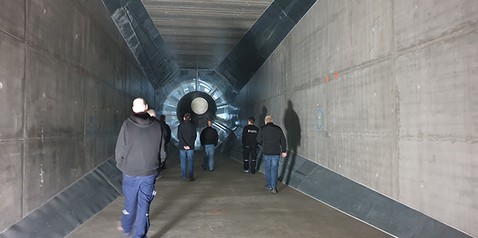 Interiér zkušební komory v aerodynamickém tunelu DTU v Riso. (Foto DTU)